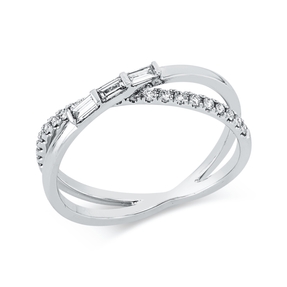 Ring aus 750 Gold Weißgold 24 Diamanten 0,26ct B:4,9mm
