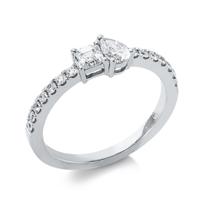 Ring aus 750 Weißgold 16 Diamanten Fanatsy-Schliff 0,63ct F-FSI B:5,3mm