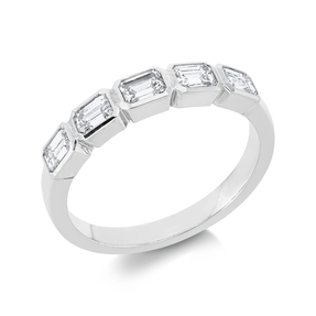 Ring aus 750 Weißgold 5 Diamanten Smaragd-Schliff 0,72ct TW-SI B:3,3mm Zarge