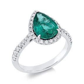 Ring aus 750 Weißgold Smaragd 2,05ct grün 36 Brillanten 0,42ct TW-SI B:13,9mm