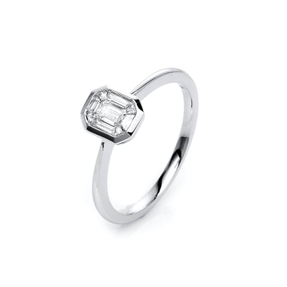 Ring aus 750 Gold Weißgold 9 Diamanten 0,32ct TW-SI B:6,3mm