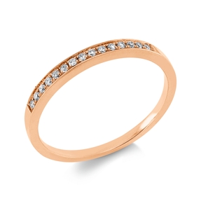 Halb-Memoire Ring aus 585 Gold Rotgold 15 Brillanten 0,09ct TW-SI B:2mm