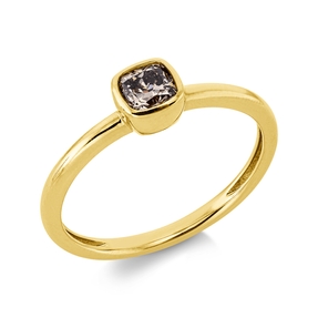 Ring aus 585 Gold Gelbgold Diamant Kissen-Schliff 0,37ct braun B:5,1mm Zarge