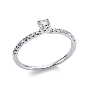 Ring aus 750 Gold Weißgold 19 Diamanten 0,36ct TW-SI B:3,6mm 4er-Krappe