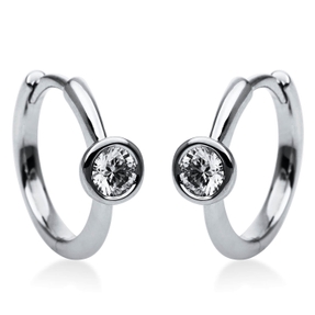 Solitaire Creolen aus 585 Weißgold 2 Brillanten 0,2ct TW-SI 14x3,9mm Zarge