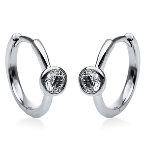 Solitaire Creolen aus 585 Weißgold 2 Brillanten 0,3ct TW-SI 14x4,4mm Zarge