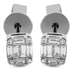 Ohrstecker aus 750 Gold Weißgold 20 Diamanten 0,28ct TW-VSI 5,3x4,6mm