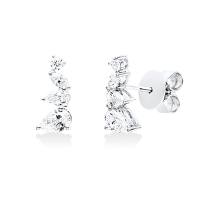 Ohrstecker 750 Weißgold 8 Diamanten Fanatsy-Schliff 0,75ct TW-VSI/SI 10,3x5,5mm
