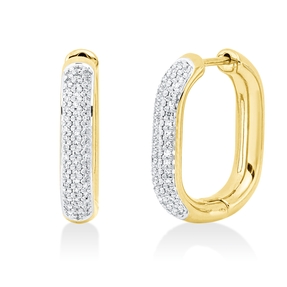 Creolen aus 585 Gold gelb/weiß 104 Diamanten 0,28ct TW-PI 20x40,1mm