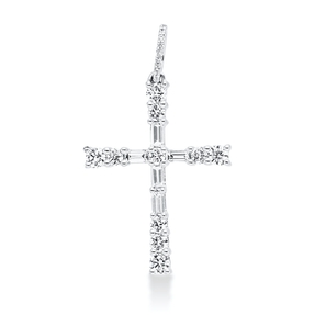 Anhänger Kreuz 750 Weißgold 25 Diamanten Fanatsy-Schliff 0,49ct TW-SI 26,8x15,8mm Anhänger Kreuz 750 Weißgold 25 Diamanten Fanatsy-Schliff 0,49ct TW-SI 26,8x15,8mm