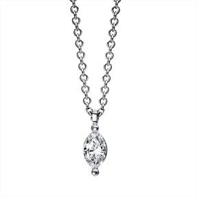 Solitaire Collier aus 750 Weißgold Diamant Navette-Schliff 0,15ct TW-SI 2er-Krappe Solitaire Collier aus 750 Weißgold Diamant Navette-Schliff 0,15ct TW-SI 2er-Krappe