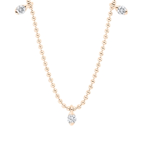Collier aus 750 Gold Rotgold 3 Brillanten 0,09ct TLB-SI L:46cm