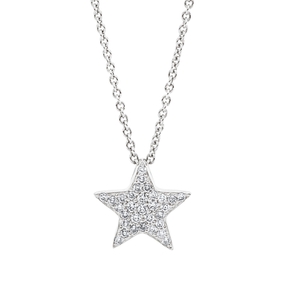 Collier Stern aus 750 Gold Weißgold 31 Brillanten 0,12ct TW-SI L:45,7cm