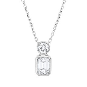 Collier aus 750 Gold Weißgold 2 Diamanten 0,48ct TW-SI L:45cm Zarge