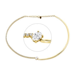 Collier aus 585 Gold Gelbgold 80 Diamanten 3,37ct L:43,2cm