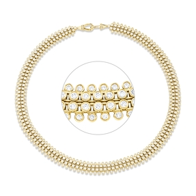 Collier aus 750 Gold Gelbgold 492 Diamanten 10,49ct TW-SI L:41,9cm
