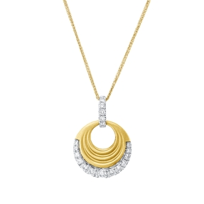 Collier aus 585 Gold gelb/weiß 18 Diamanten 0,33ct TW-PI L:45cm mattiert