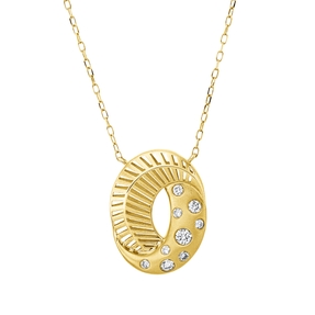 Collier aus 585 Gold Gelbgold 9 Diamanten 0,22ct TW-SI L:46cm mattiert