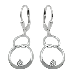 Paar Ohrringe Ohrhänger 36x13mm Doppelkreis 8 Acht mit Zirkonia 925 Silber Paar Ohrringe Ohrhänger 36x13mm Doppelkreis 8 Acht mit Zirkonia 925 Silber