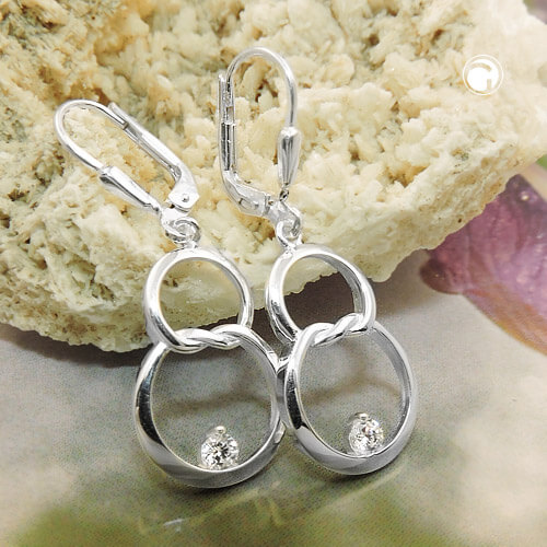 Brisur 36x13mm Doppelkreis Acht mit Zirkonia glänzend 925 Silber