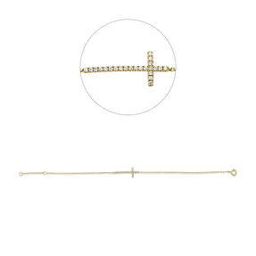 Armband Kreuz aus 750 Gold Gelbgold 23 Brillanten 0,09ct TW-SI L:18cm