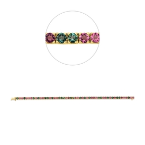 Armband aus 750 Gold Gelbgold 51 Turmaline 5,8ct grün B:3mm L:17,1cm 4er-Krappe