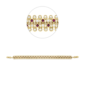 Armband aus 585 Gelbgold 48 Rubine 0,97ct rot 168 Diamanten 2,15ct TW-SI