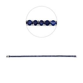 Armband aus 585 Gold Weißgold 49 Saphire 7,96ct blau B:3,2mm L:17,1cm 4er-Krappe