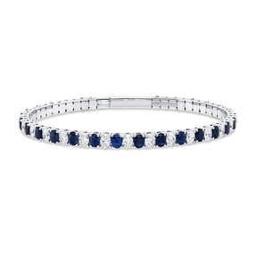 Armreif aus 750 Weißgold 27 Saphire 5,98ct blau mit Diamanten 52x61mm