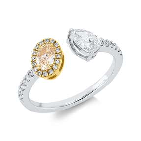 Ring aus 750 Gold gelb/weiß 30 Diamanten 0,86ct gelb B:6,9mm