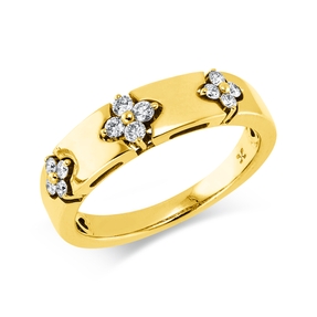 Ring aus 585 Gelbgold 4 Brillanten 0,1ct TW-SI 8 Brillanten 0,12ct TW-SI B:5mm