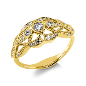 Ring aus 750 Gold Gelbgold 37 Brillanten 0,35ct TW-SI/PI B:9,2mm