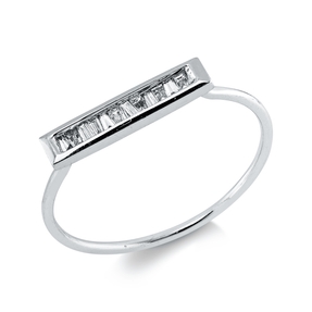 Ring aus 750 Weißgold 12 Diamanten Trapez-Schliff 0,12ct TW-VSI/SI B:2,9mm
