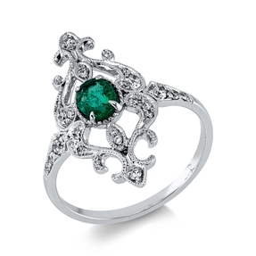 Ring aus 750 Weißgold Smaragd 0,31ct grün 24 Brillanten 0,19ct I-SI B:22,2mm