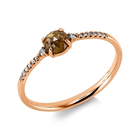 Ring aus 750 Gold Rotgold 15 Diamanten 0,5ct B:4,3mm 4er-Krappe