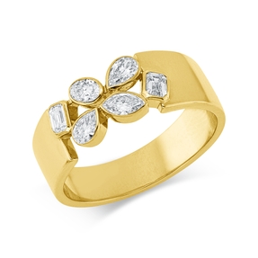 Ring aus 750 Gold Gelbgold 6 Diamanten 0,51ct TW-SI B:6,4mm