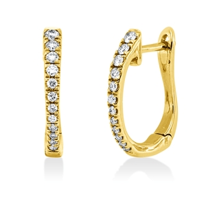 Creolen aus 585 Gold Gelbgold 24 Diamanten 0,18ct TW-SI 14,9x2,2mm