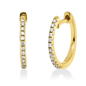 Creolen aus 585 Gold Gelbgold 30 Brillanten 0,15ct TW-SI 13,5x1,3mm