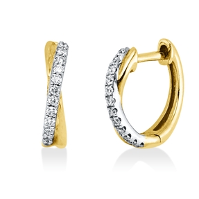 Creolen aus 585 Gold gelb/weiß 24 Brillanten 0,15ct TW-SI 12,7x2,7mm