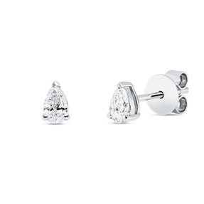 Solitaire Ohrstecker aus 585 Weißgold 2 Diamanten Tropfen-Schliff 0,36ct TW-VSI/SI