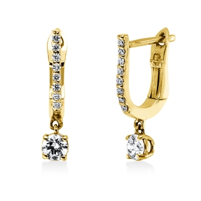 Creolen aus 585 Gelbgold 2 Brillanten 0,3ct TW-SI 16 Brillanten 0,08ct TW 17x3,6mm
