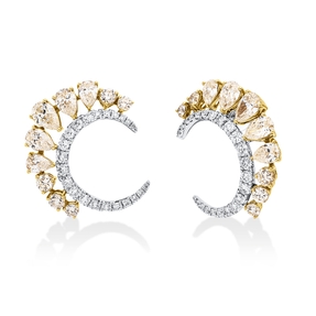 Ohrstecker aus 750 Gold gelb 64 Diamanten 3,21ct 21,3x22,3mm