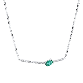 Collier aus 585 Weißgold Smaragd 0,19ct grün 26 Brillanten 0,06ct TW-SI L:45,7cm