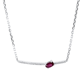 Collier aus 750 Weißgold Rubin 0,24ct rot 26 Brillanten 0,06ct TW-SI L:45,7cm