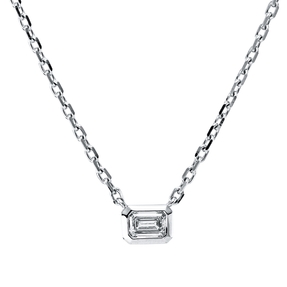 Solitaire Collier 585 Weißgold Diamant Smaragd-Schliff 0,23ct TW-VSI/SI L:45,7cm