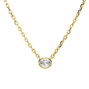 Solitaire Collier aus 585 Gelbgold Diamant Oval-Schliff 0,21ct TW-VSI/SI L:45,7cm Solitaire Collier aus 585 Gelbgold Diamant Oval-Schliff 0,21ct TW-VSI/SI L:45,7cm