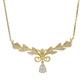 Collier aus 750 Gold Gelbgold 91 Brillanten 0,36ct TW-SI/PI L:46cm