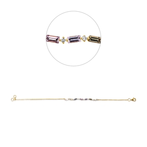 Armband aus 750 Gelbgold 7 Saphire 0,94ct mehrfarbig 10 Brillanten 0,14ct I-SI