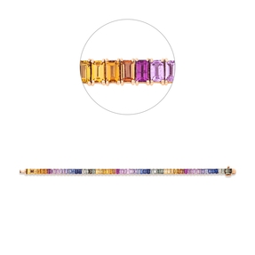 Armband aus 750 Gold Rotgold 60 Saphire 12,34ct mehrfarbig B:5mm L:16,5cm