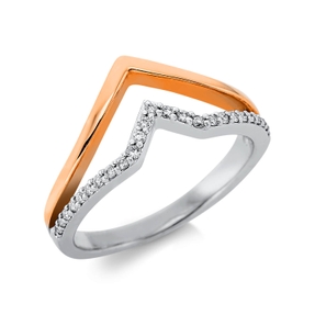 Ring aus 750 Gold weiß/rot 25 Brillanten 0,11ct TW-VSI B:9,1mm